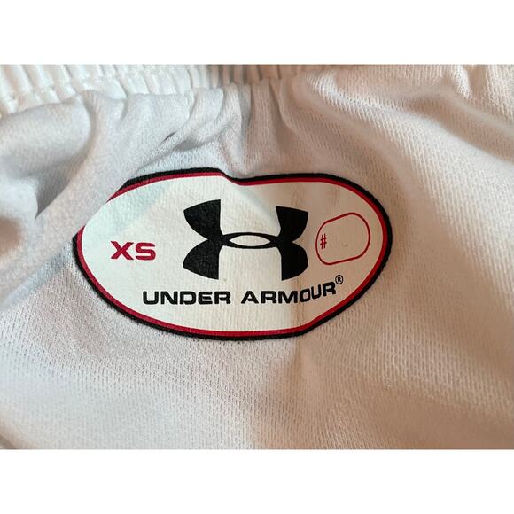NWOT Under Armour White Gray Stripe Running Shorts, Lined, Elastic Waist, XS - Picture 4 of 10